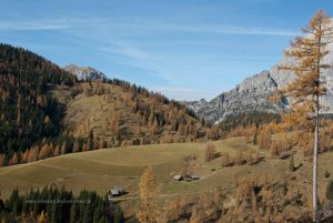 Bergpanorama, Herbst in Österreich. Fotografie Iryna Mathes