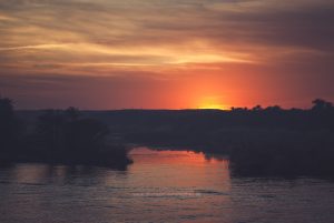 Sonnenuntergang, Nil, Ägypten. Reise Photography