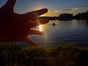 Sommer 2020, Baggersee. Mit Handy und Unterwasserkamera fotografieren