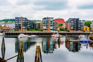 Trondheim, Norwegen, Sommerreise. Städte und Landschaften der Natur